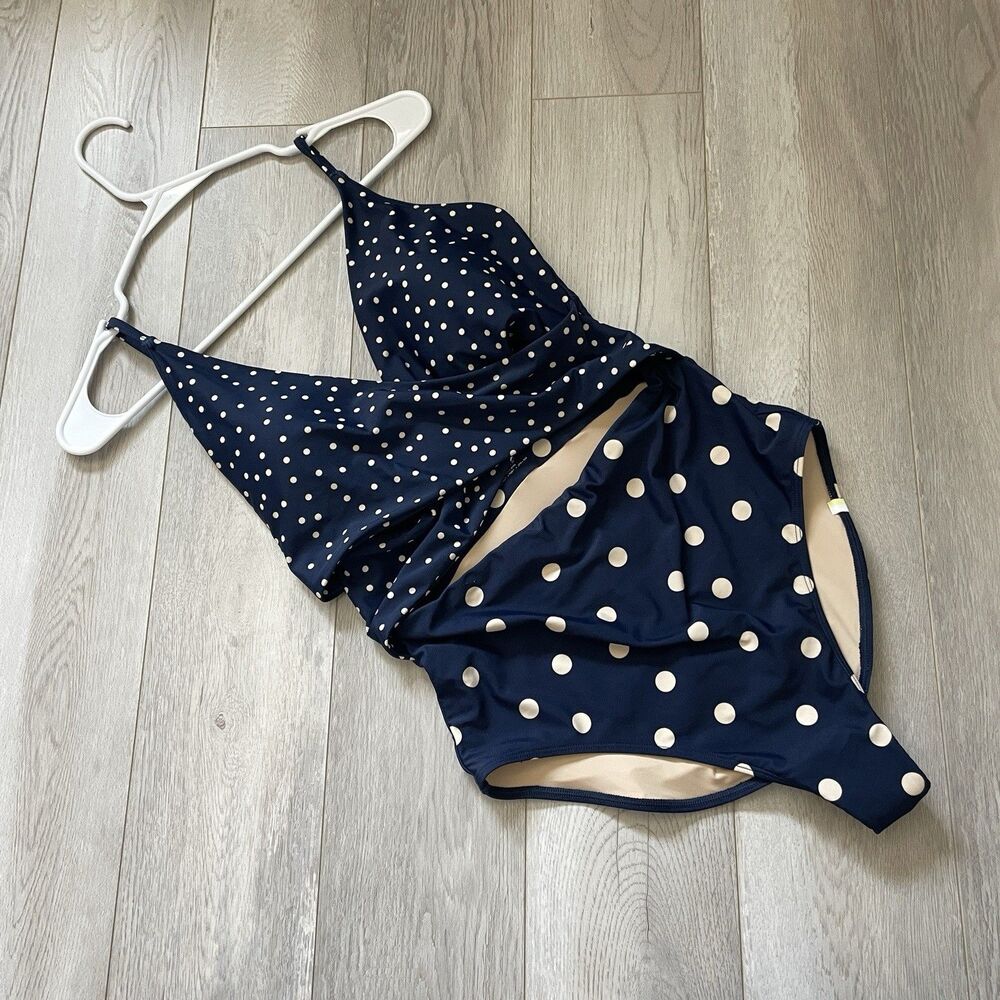 Summersalt One-Piece Swimsuit polka dot cutout sea breeze womens Blue size 8